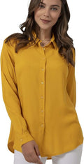 Blouses for Women Fashion - Viscose Long Sleeve Button Down Shirt