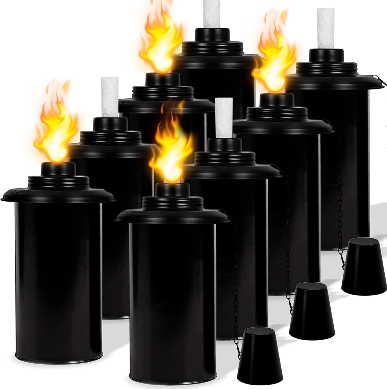 Nonley 8 Pack Torch Canisters for Outdoor Lighting and Decor