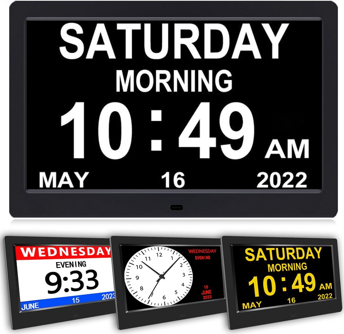 AINFTIME DST Clock with Day and Date for Elderly - Large Display
