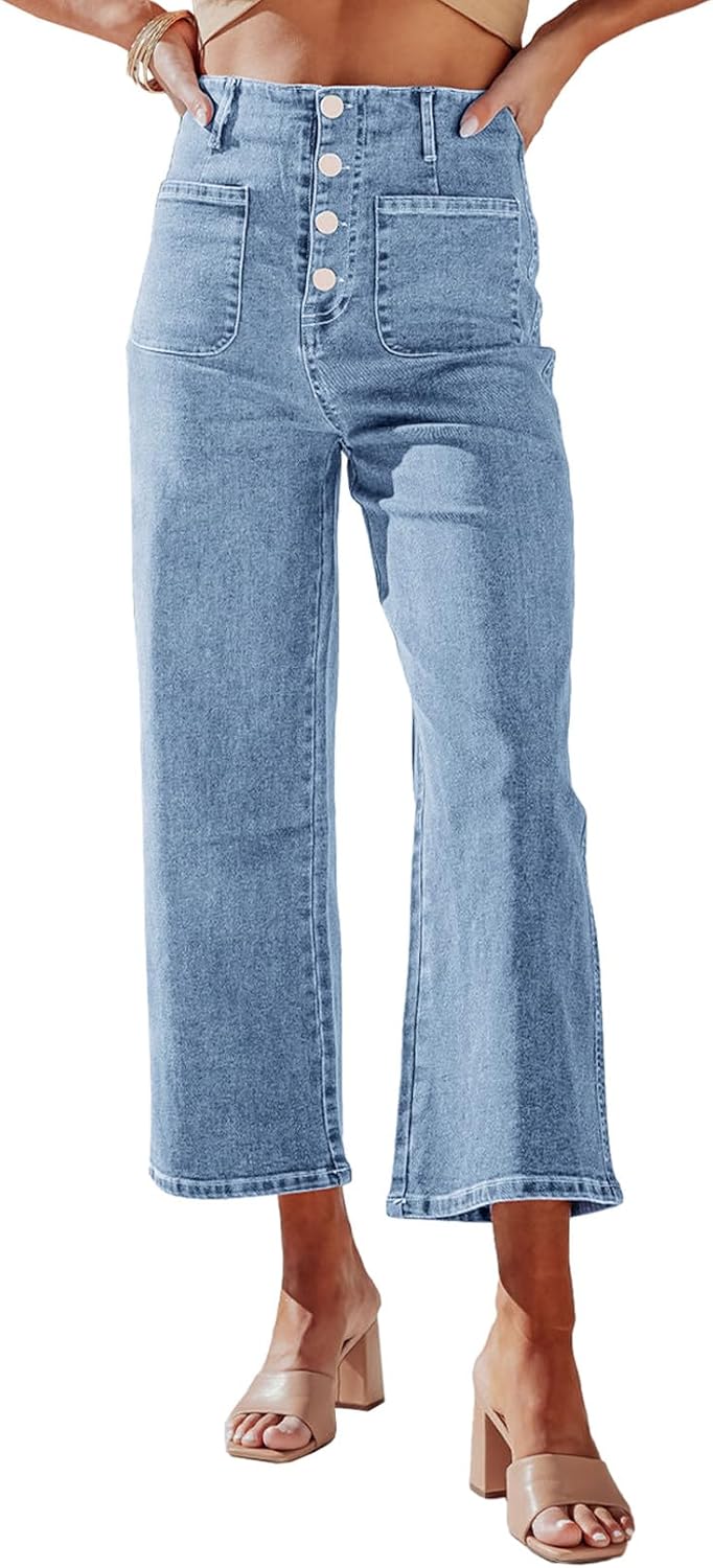 Wide Leg Jeans for Women: High Waisted Stretchy Denim Pants