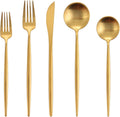 Matte Gold Silverware Set 20-Piece Flatware for 4 - Satin Finish