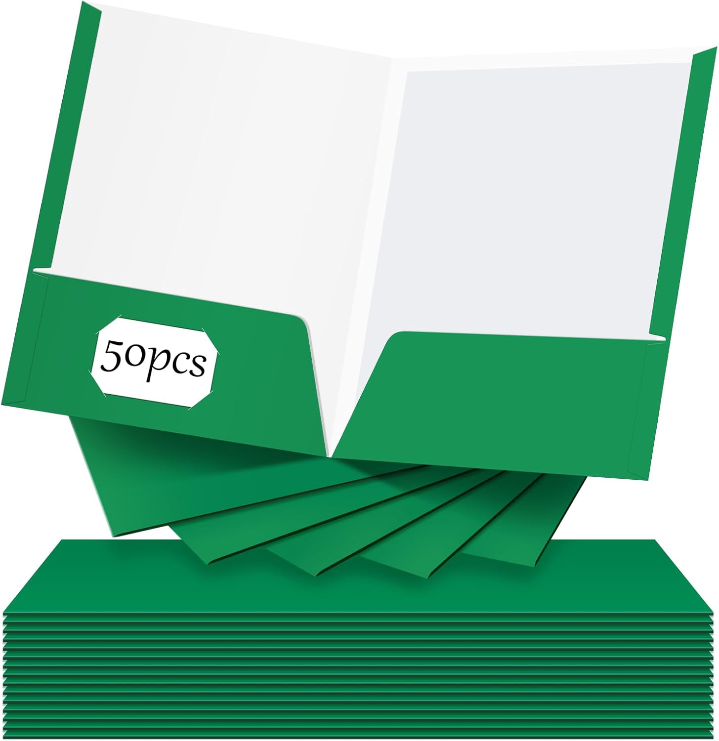 Jutom 50 Pcs 2 Pocket Glossy Paper Folders for Office Use