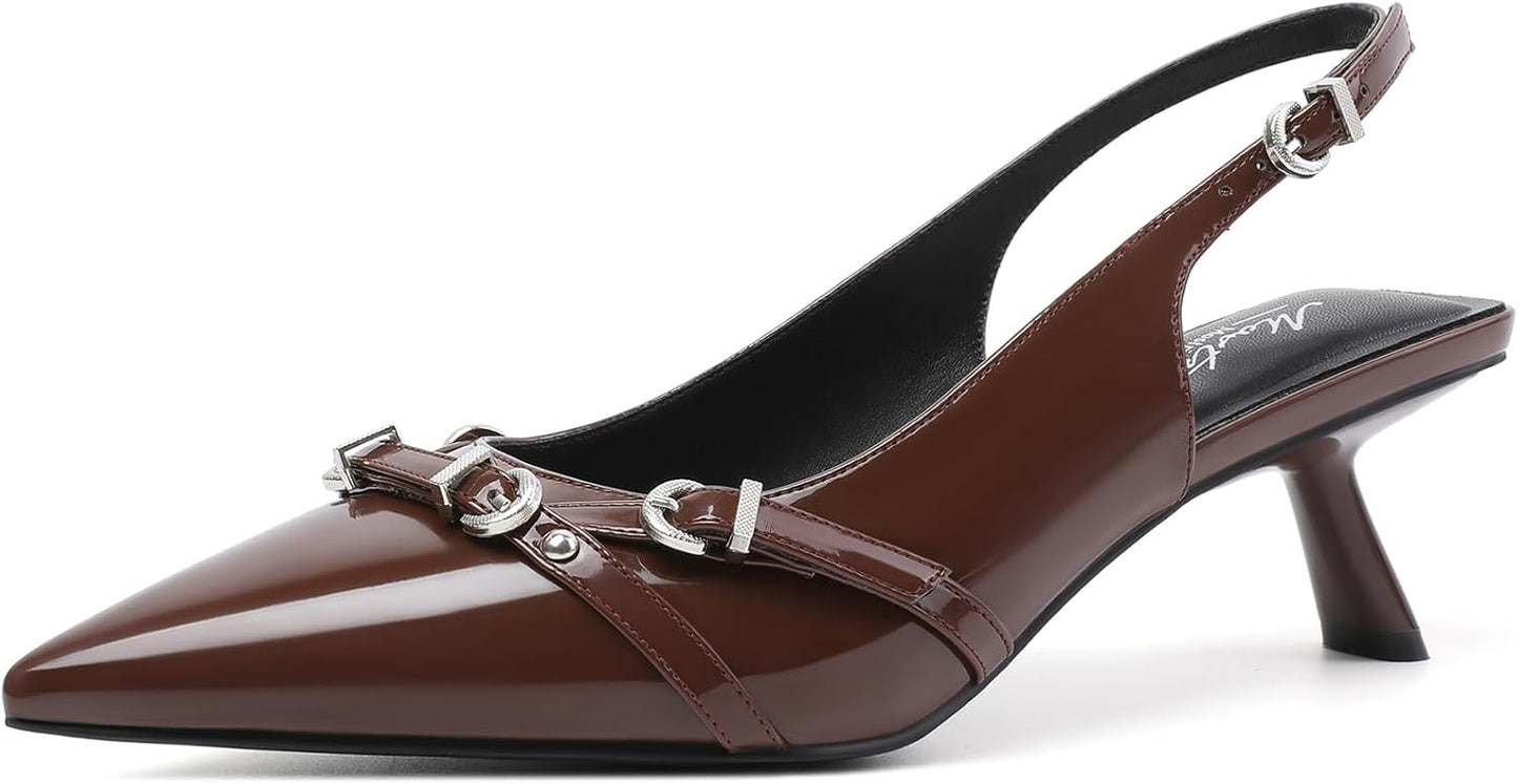 Mostrin Kitten Heels for Women: Stylish Slingback Pumps