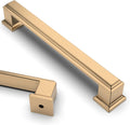 5 Inch Champagne Bronze Cabinet Handles 10 Pack - Solid Brushed Brass