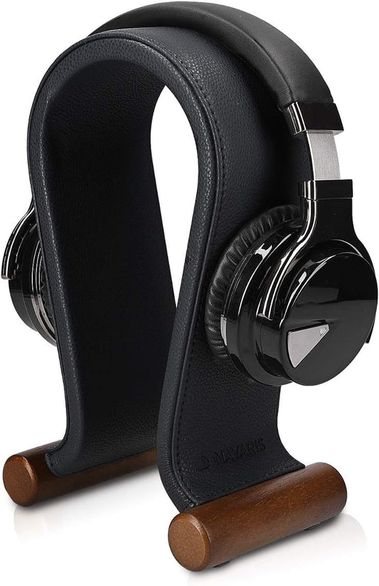 Navaris Omega Headphone Stand - Elegant Synthetic Leather Holder
