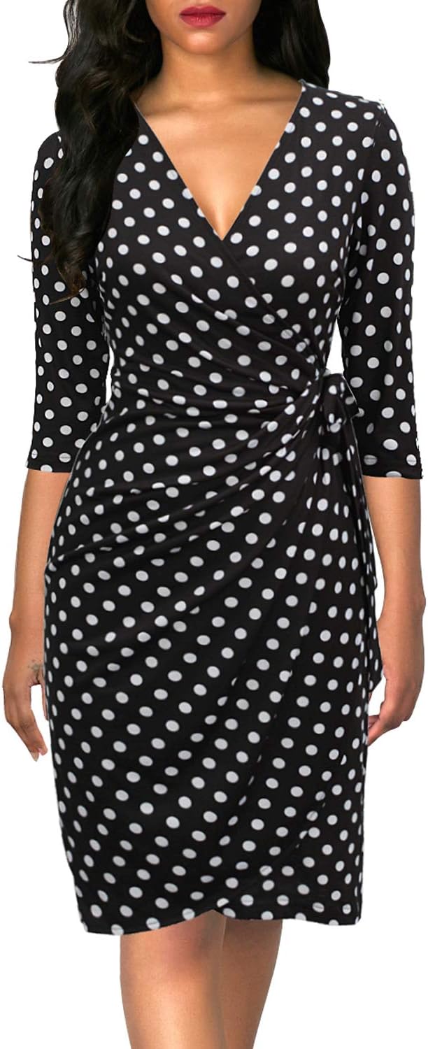 Berydress Women's Classic 3/4 Sleeve V Neck Sheath Dress Review
