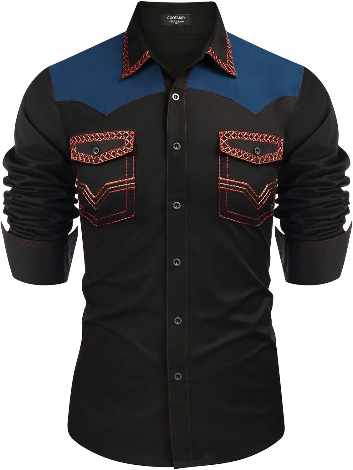 Stylish COOFANDY Men's Western Cowboy Shirt for Casual Wear