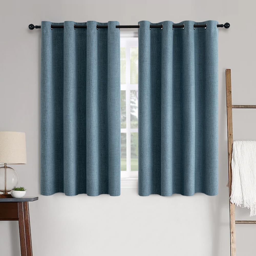 MIULEE Linen Texture Blackout Curtains for Bedroom 52x63 Inch