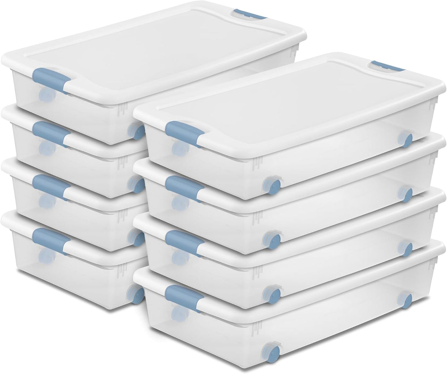 Sterilite 8-Pack Latching Box for Under Bed Storage Needs