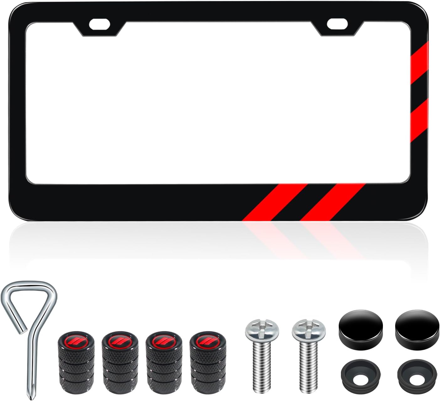 REMOCH Red Trim License Plate Frame - Rust-Proof Aluminum