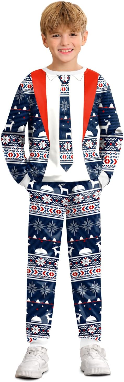 BesserBay Boys Funny Ugly Christmas 2 Piece Set for Kids