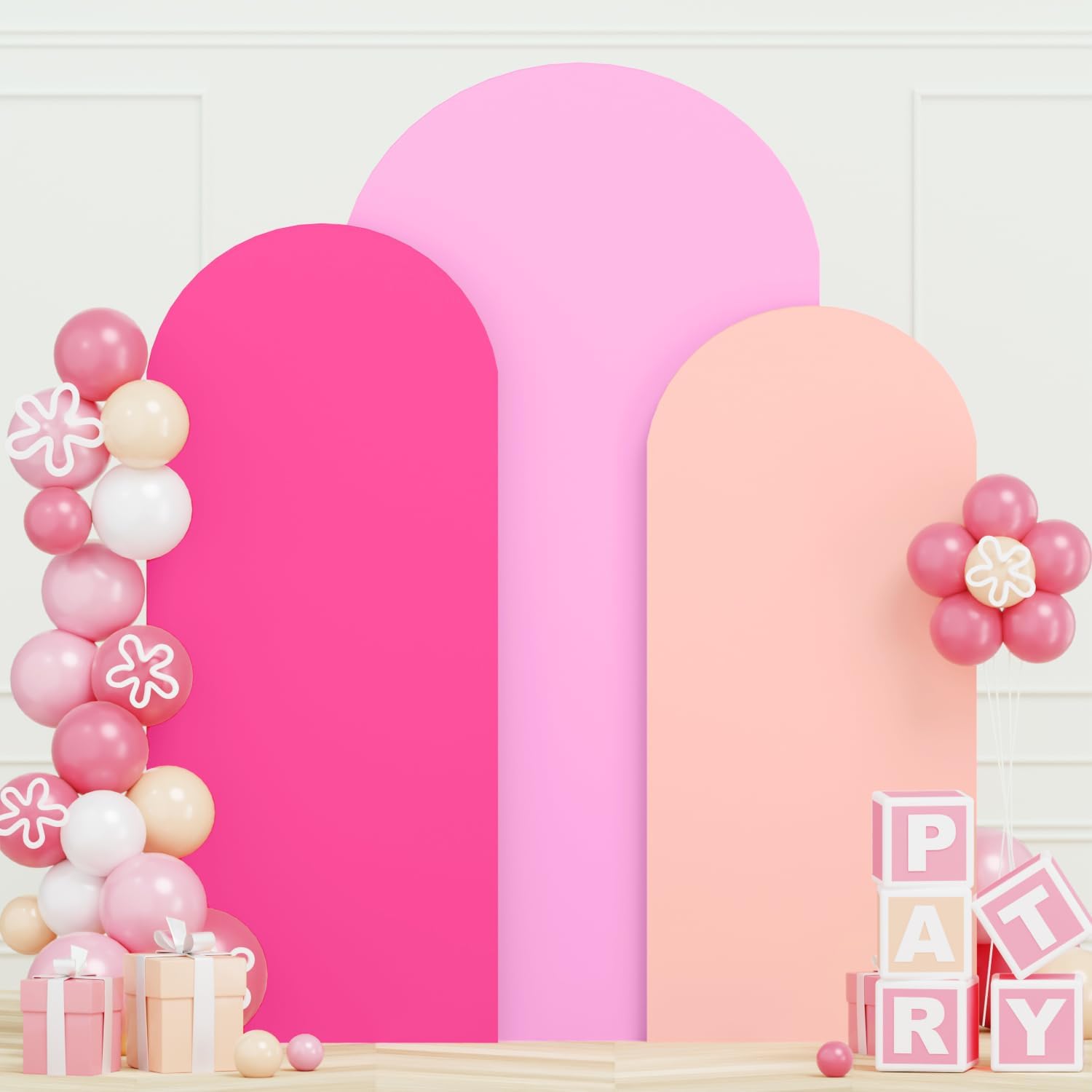 Pink Arch Backdrop Cover Set of 3 for Wedding and Party Decor