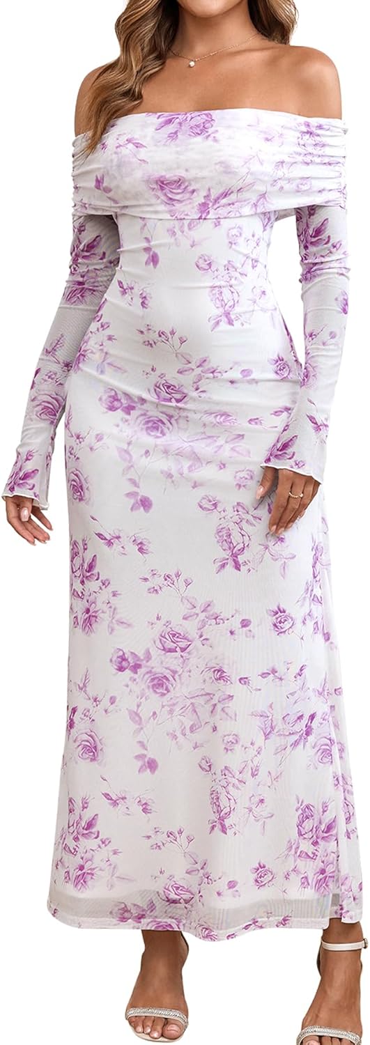 KUTUMAI Off Shoulder Bodycon Maxi Dress for Elegant Events