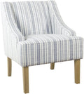 Stylish Velvet Accent Chair - Blue & White Stripe