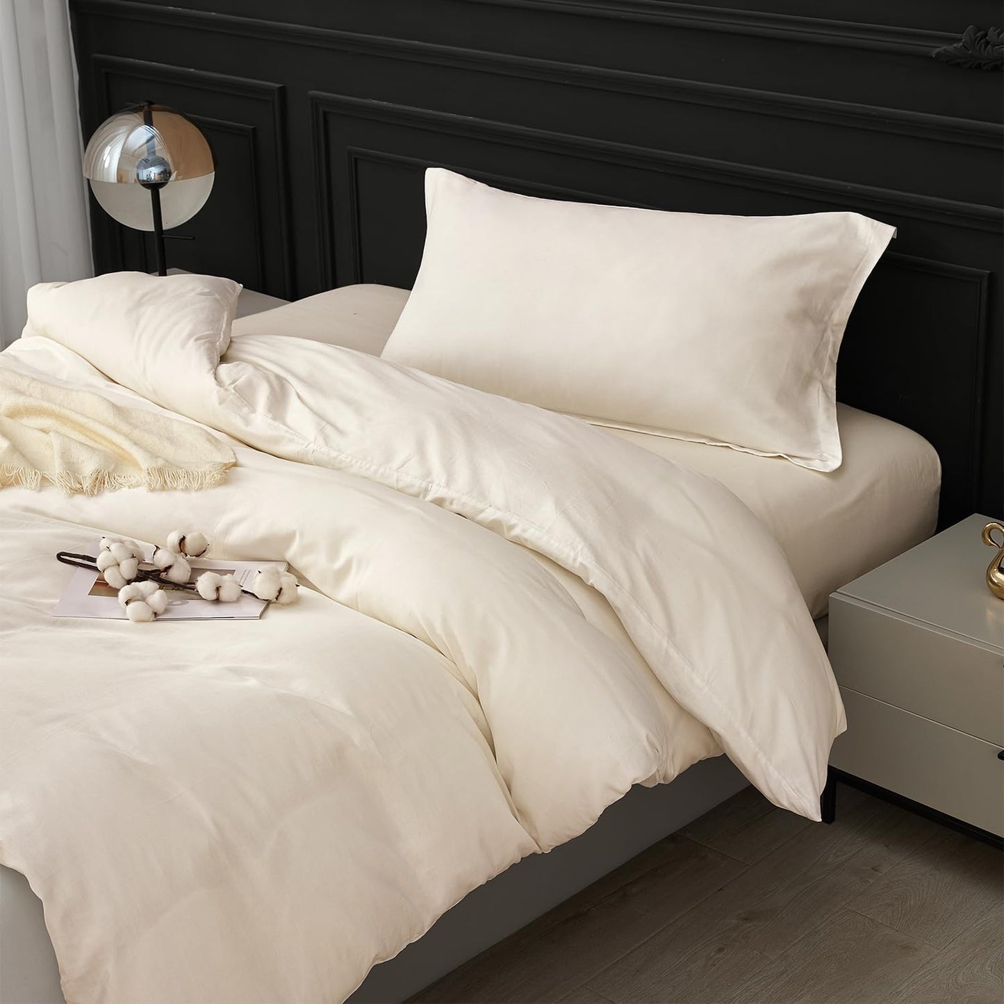 SAPHREAS Washed Cotton Duvet Cover Twin Size Set for Cozy Sleep