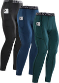 SILKWORLD Men's 1-3 Pack Compression Pants - Cool Dry Gym Leggings