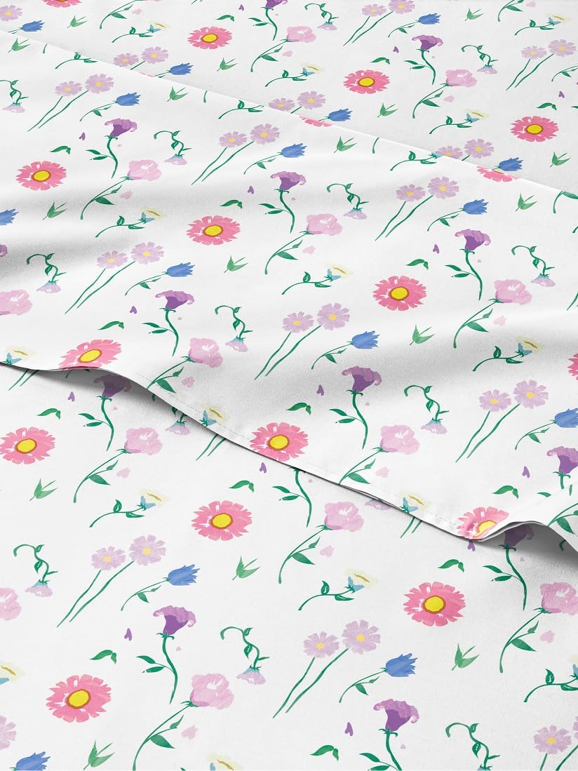 Kids Twin Size Floral Bed Sheets - Cozy 3 Piece Floral Set
