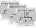 15# Detachable Pet Dog Grooming Ceramic Blades - 3 Pack, 1.2mm Cut
