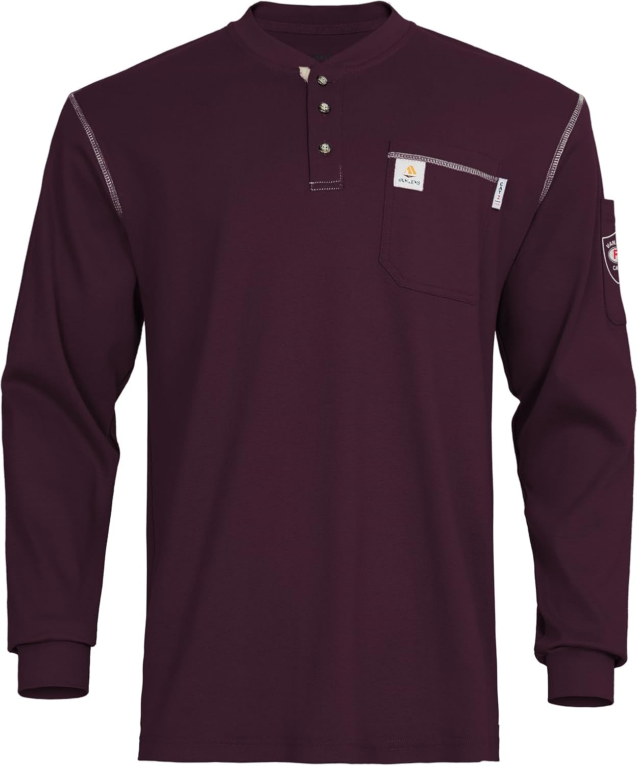 FR Shirts for Men Flame Resistant Henley 100% Cotton Lightweight