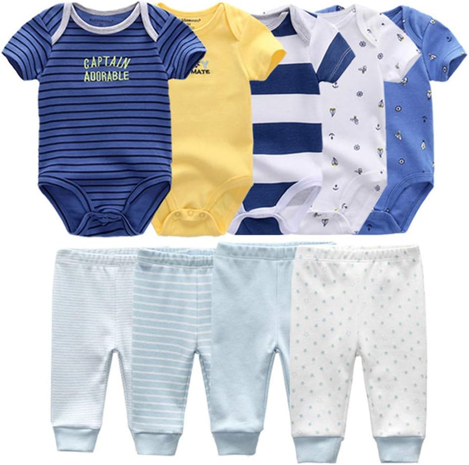 Baby Layette Set 9-Piece Bodysuits Pants Unisex Gift Set