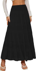 Women's Chiffon White Flowy Maxi Skirt Pleated A Line - Boho Fall Note