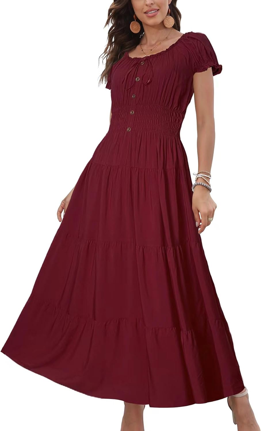 OSTOO Women's Boho Floral Print Maxi Dress for Summer Style
