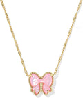 Haley Bow Short Pendant Necklace - Reversible Mother-of-Pearl Style