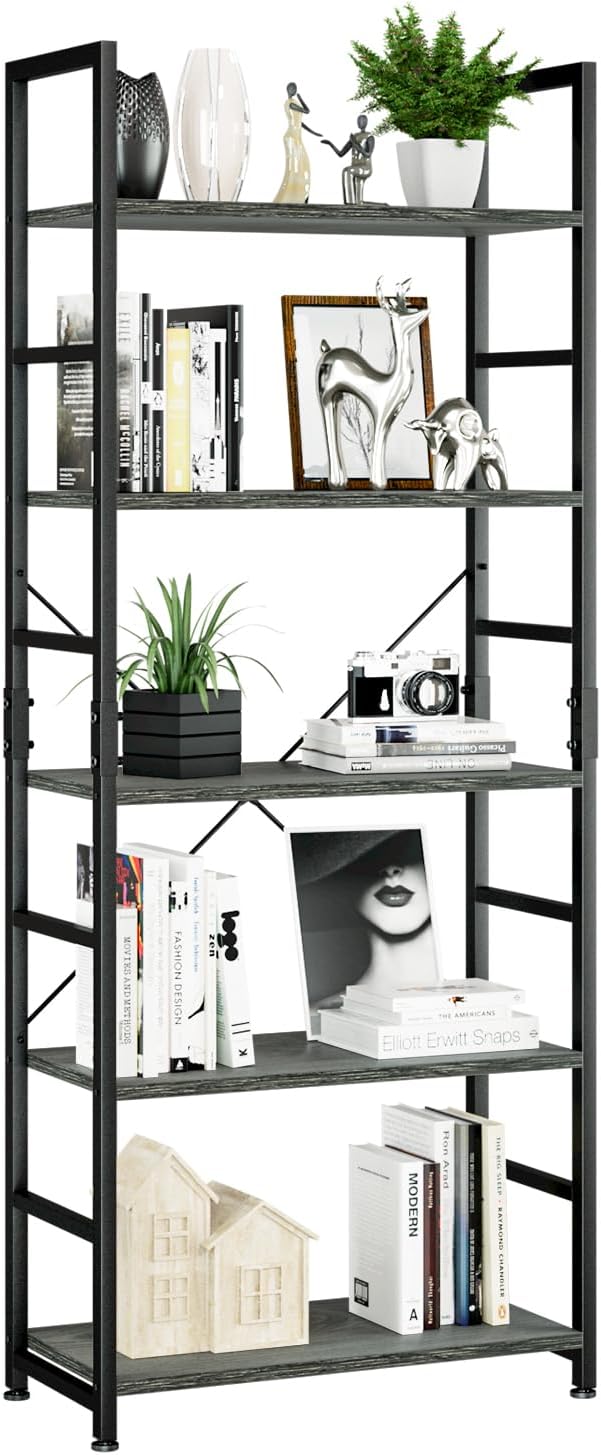 NUMENN 5 Tier Bookshelf - Modern Bookcase for Home Office