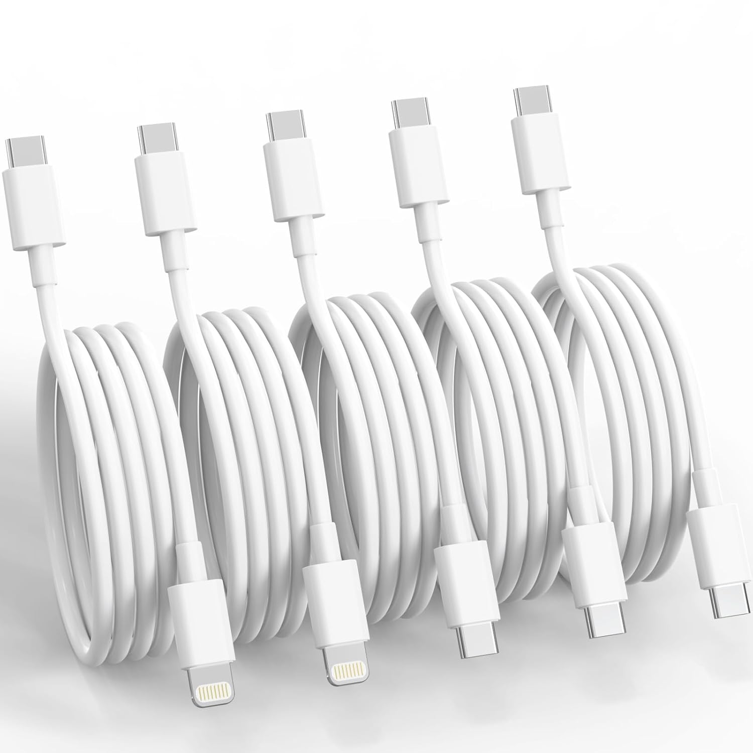 Fast Charge iPhone w/ 5Pack MFi Certified Cables