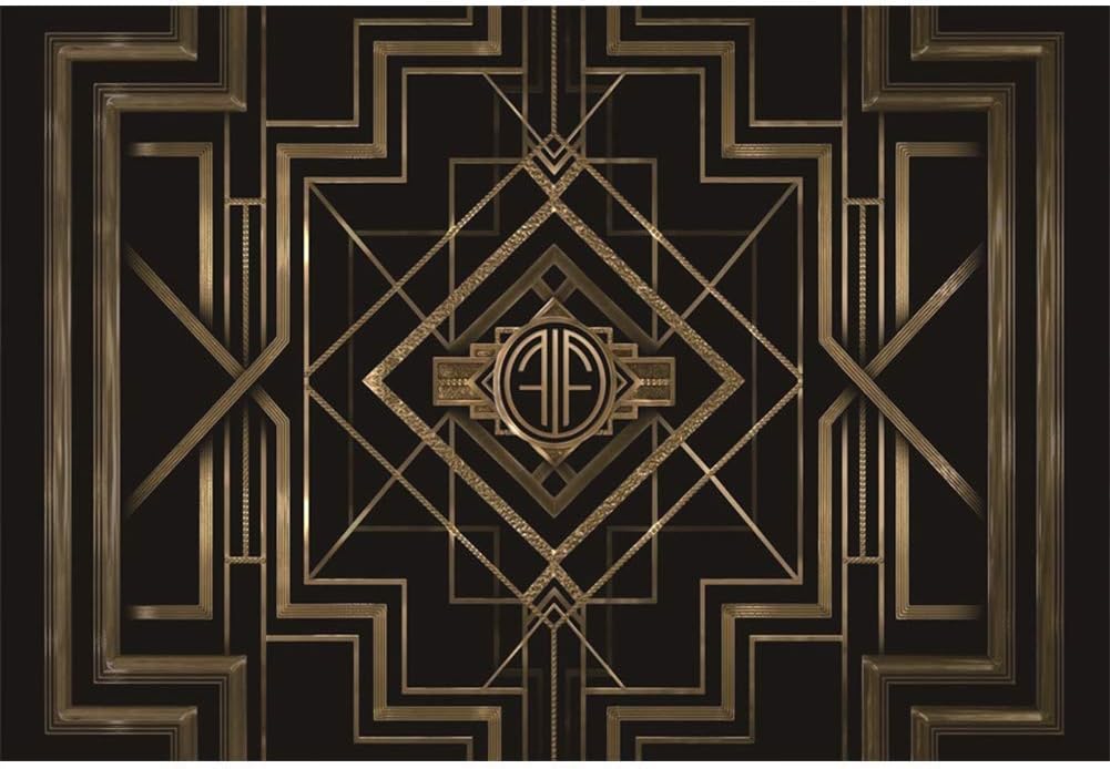Leyiyi 10x6.5ft Black and Gold Birthday Photography Backdrop