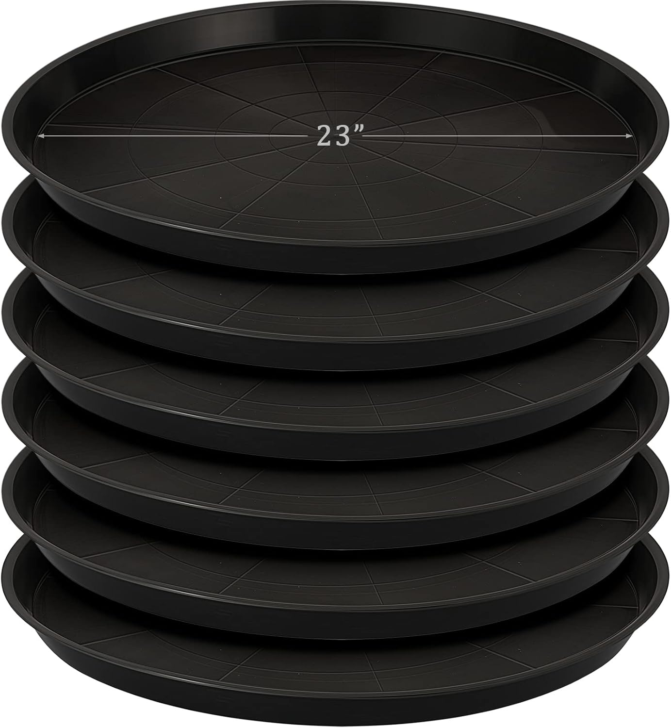 Eccliy 6 Pack Heavy Duty 23 Inch Plastic Plant Saucer Set