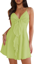 Women Sleeveless Sexy V Neck Summer Dress - Flowy Mini Sundress made