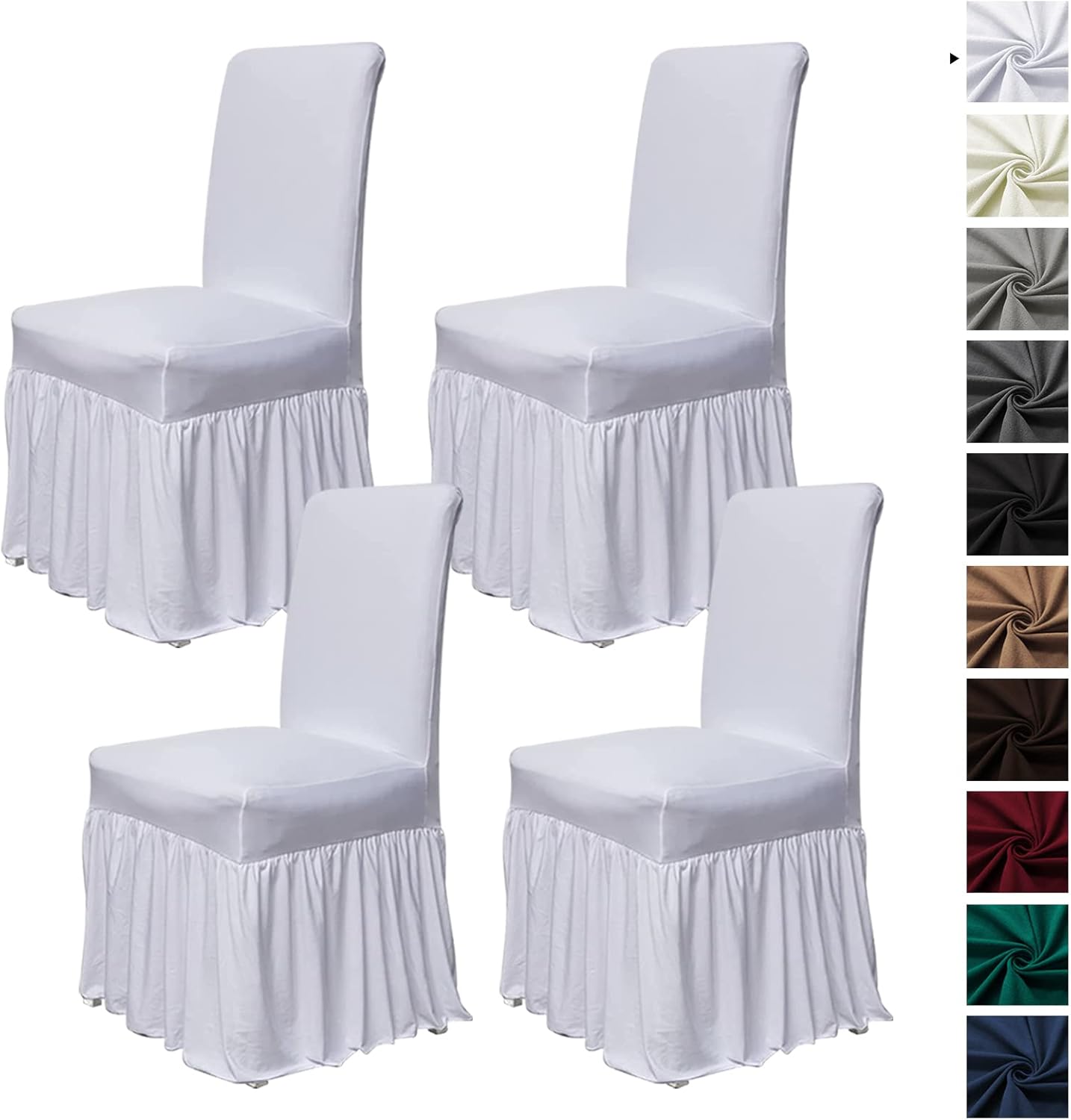 Molasofa Stretch Chair Covers for Dining Room Set of 4 White