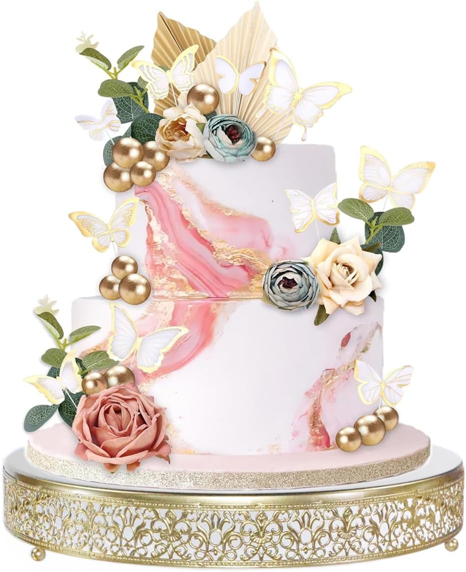 Elegant 16in Gold Metal Cake Stand for Weddings and Parties