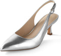 Ankis Women's Slingback Kitten Heels Pointed Toe Pumps (Style BJ4Q)