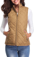 Fuinloth Women's Quilted Vest Stand Collar Lightweight (Style B1GG)