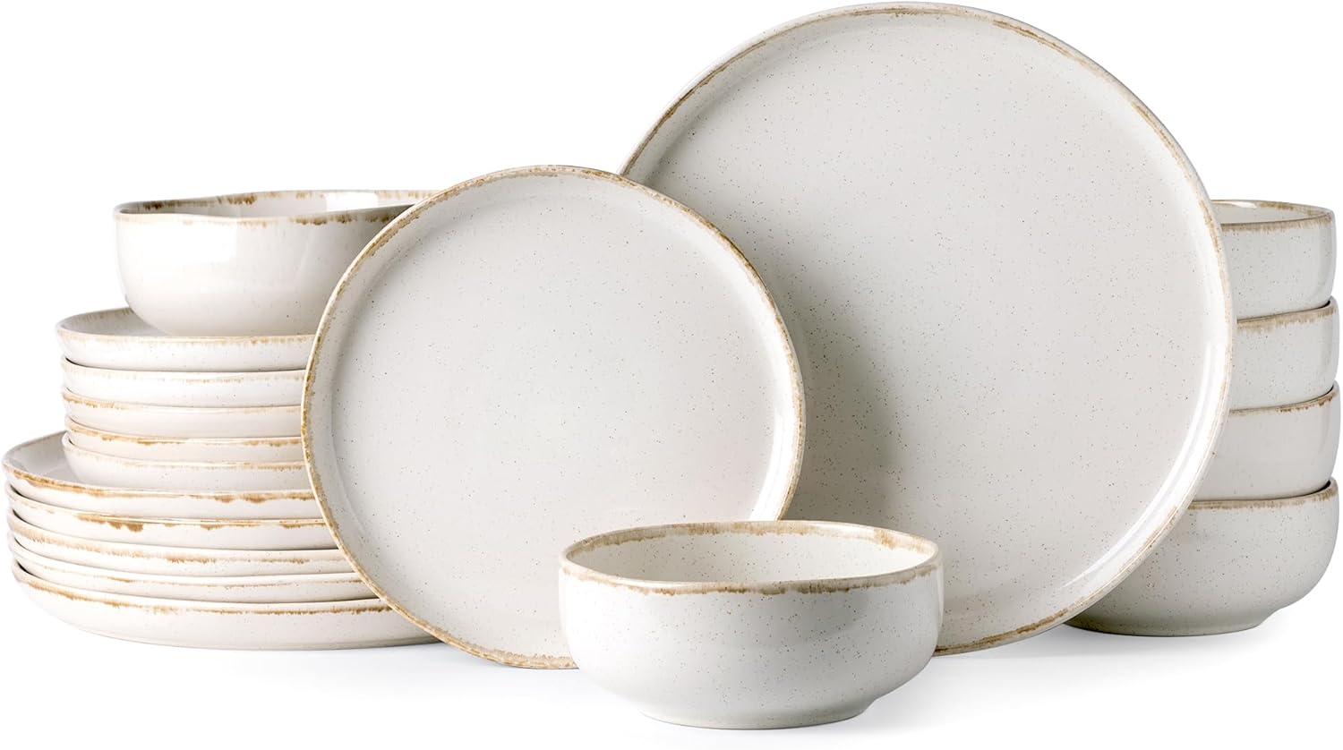 AmorArc Ceramic Dinnerware Sets with Wavy Rim for 6 People