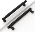 Knurled Cabinet Handles 10 Pack 6-1/5ft (160mm) Matte Black - Solid