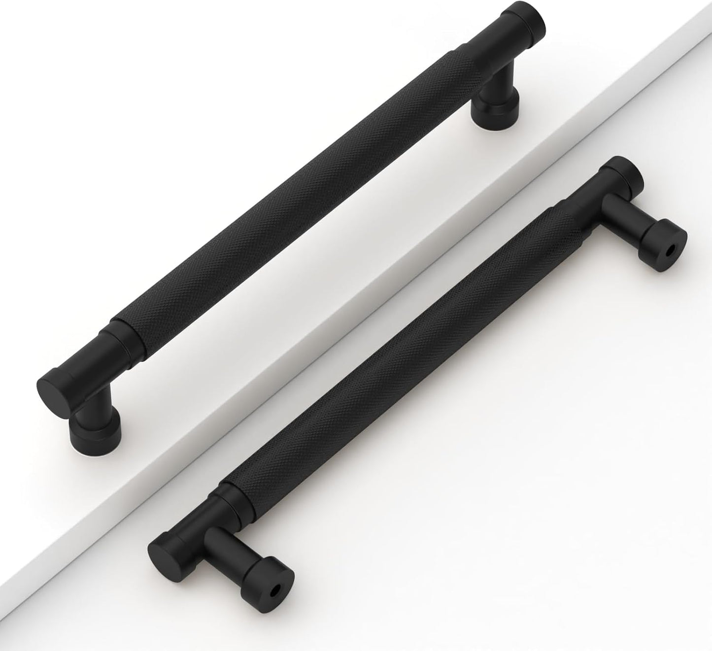 10 Pack 6-1/5ft' Black Knurled Cabinet Handles for Kitchen