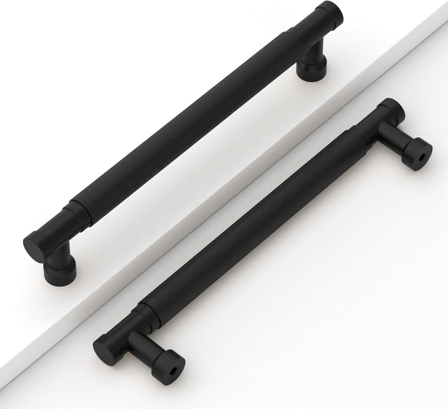 10 Pack 6-1/5ft' Black Knurled Cabinet Handles for Kitchen