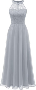 Wedtrend Women's Formal Halter Long Prom Dress - Elegant Lace Chiffon