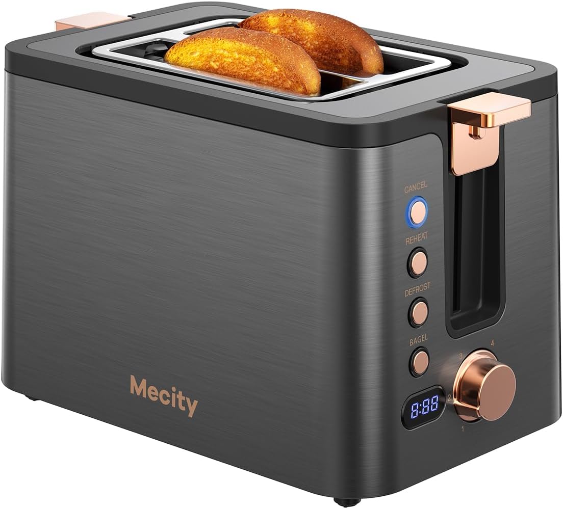 Mecity 2 Slice Toaster with Extra Wide Slots and Timer