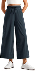 Lightweight Wide Leg Cropped Pants for Women 25in Inseam - Breathable