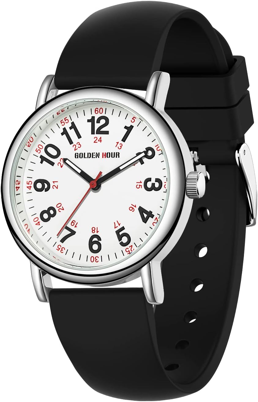 Waterproof Nurse Watch: Easy Read Dial, Military Time, Colorful Band