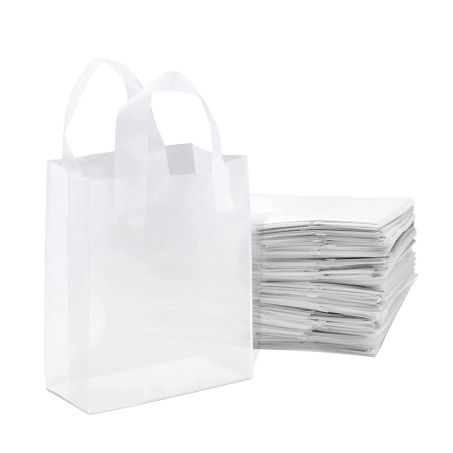 Frosted Clear Plastic Gift Bags with Handles for Small Business