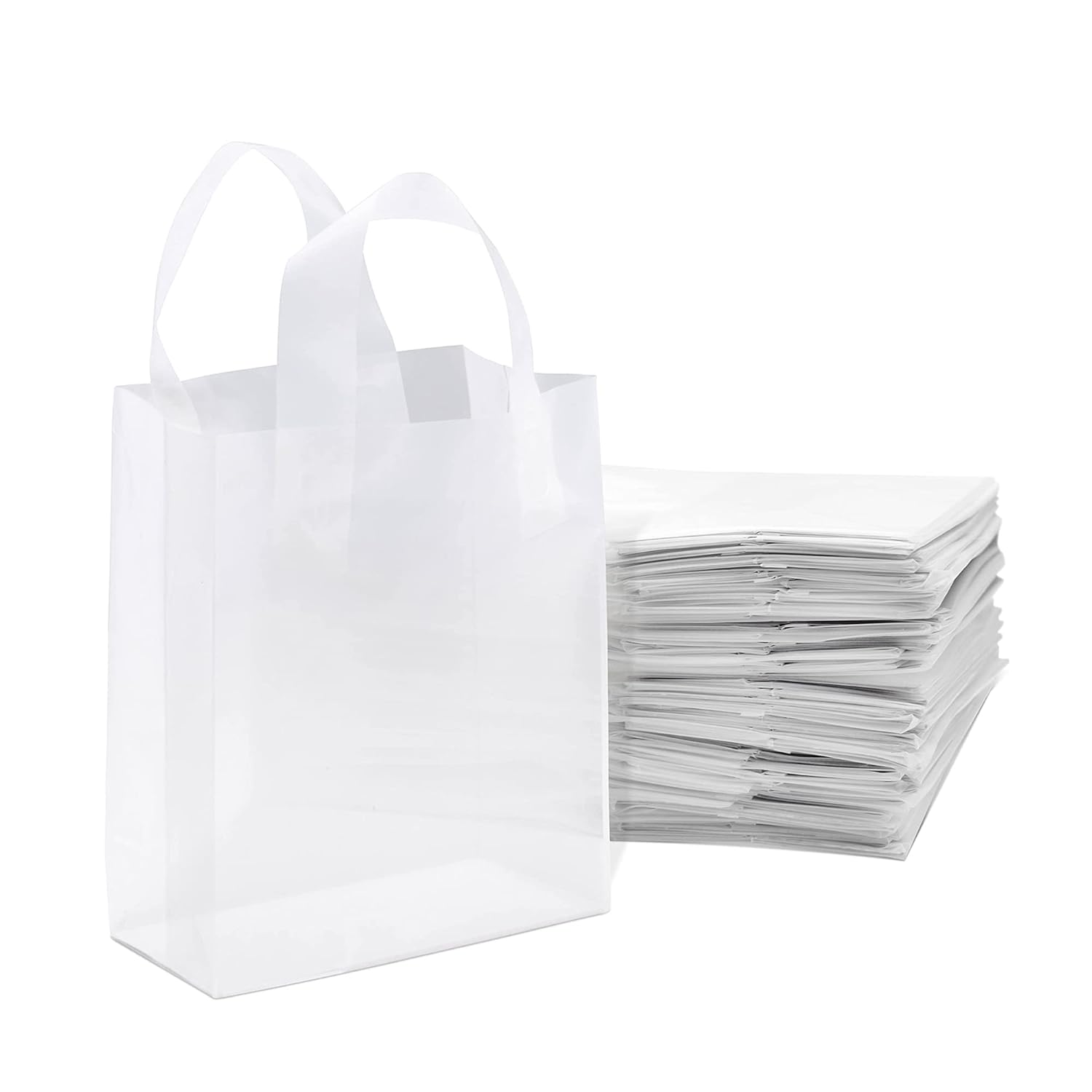 Frosted Clear Plastic Gift Bags with Handles for Small Business