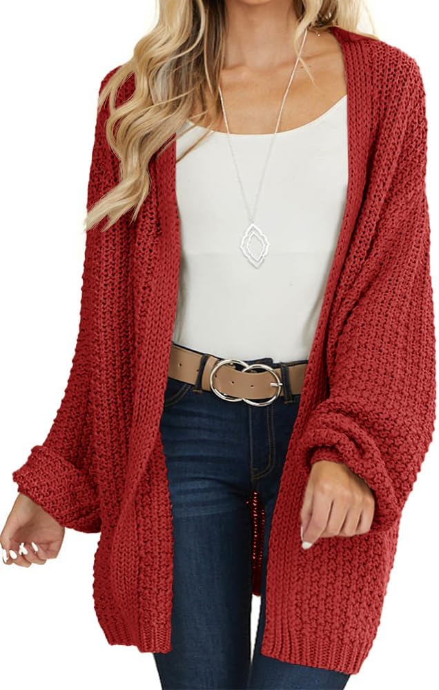 Maroway Womens Cardigan: Stylish Open Front Chunky Knit Sweater