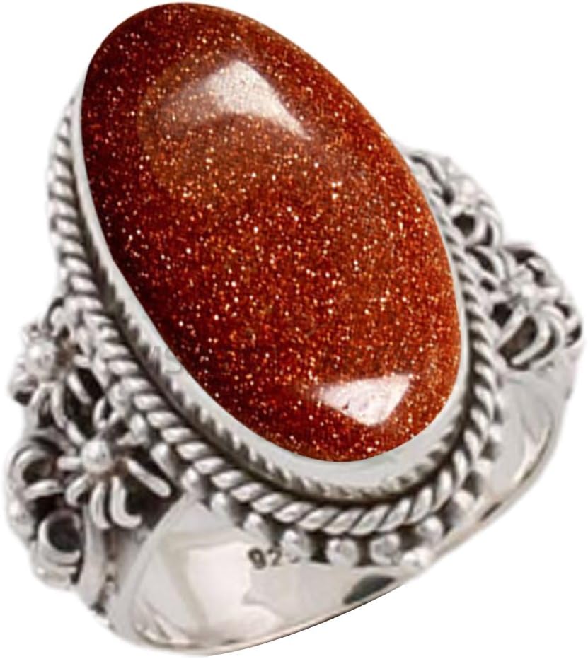 Solid 925 Sterling Silver Ring with Natural Blue Copper Turquoise