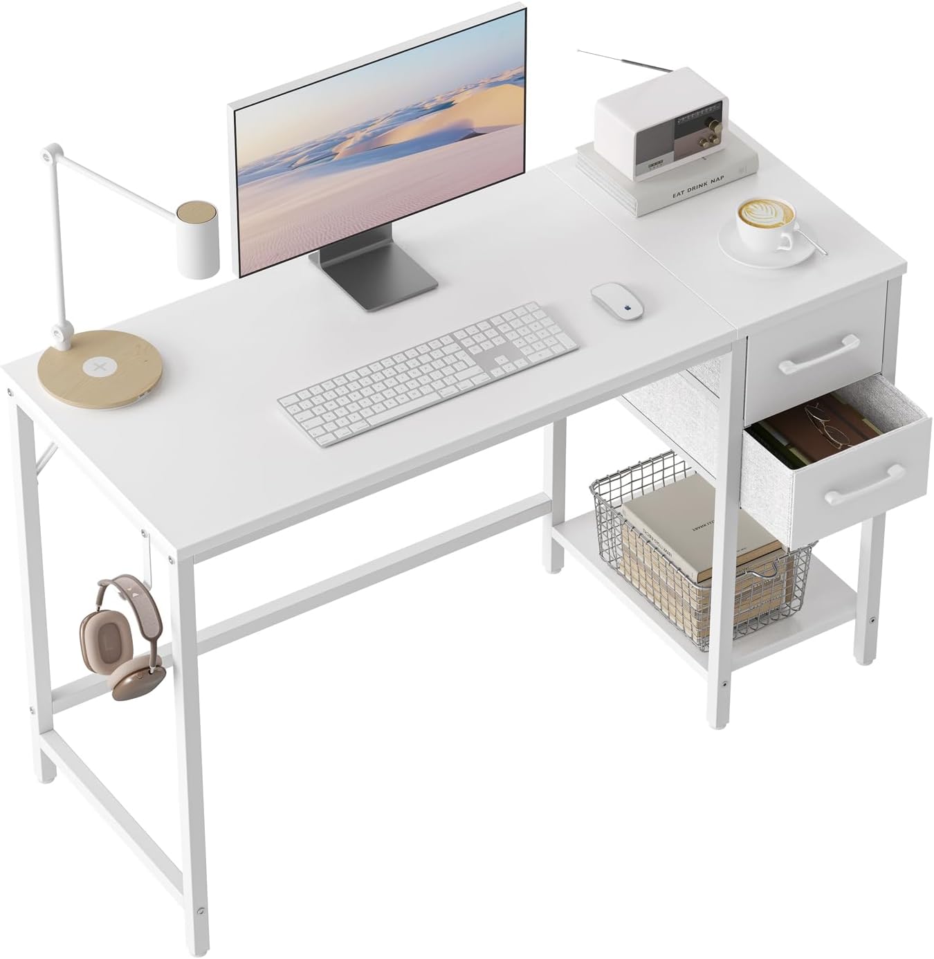 CubiCubi Computer Desk with 2 Drawers for Home Office Use