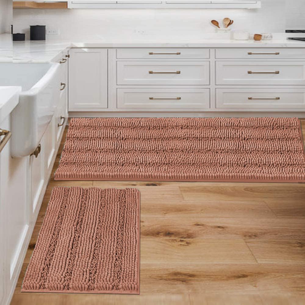 H.VERSAILTEX Super Absorbent Chenille Bath Mats Set for Comfort
